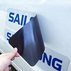 Custom car magnets for fleet vehicle branding – full color printed removable signage on white pickup truck door