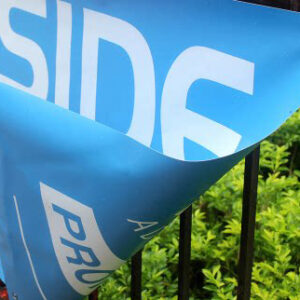 Double-sided blockout banner with black inner layer – 100% opacity, smooth matte surface,